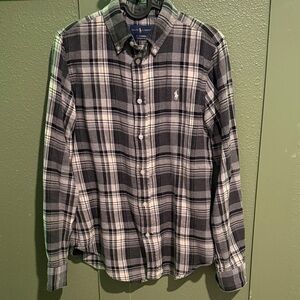 Ralph Lauren Men's Gray and Black Plaid Shirt